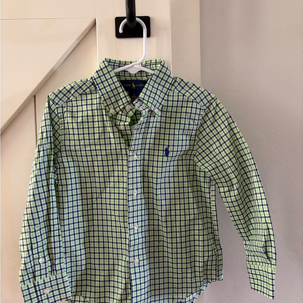 Ralph Lauren Kids Green Plaid Button Down Shirt 4T